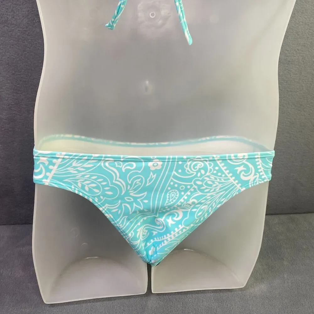 Agua Doce Bikini Brazilian Women S Aqua Blue White Flower Cheeky Bottom 2-pc